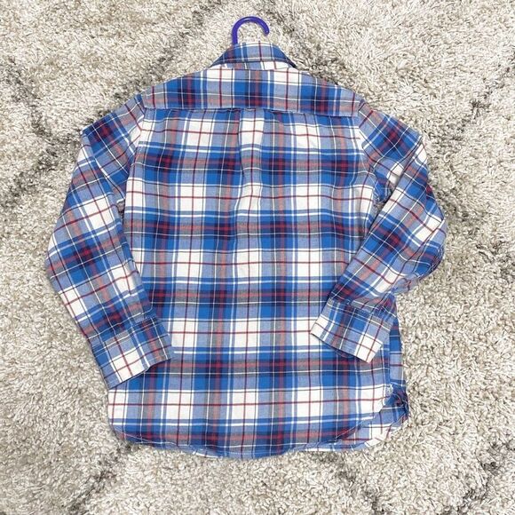 Gap Kids Blue & Red Plaid Button Down Long Sleeve Shirt Size Small - Picture 4 of 5